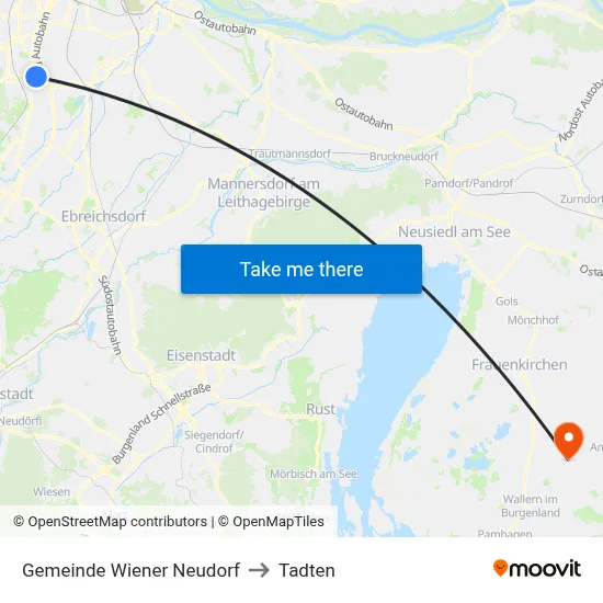 Gemeinde Wiener Neudorf to Tadten map