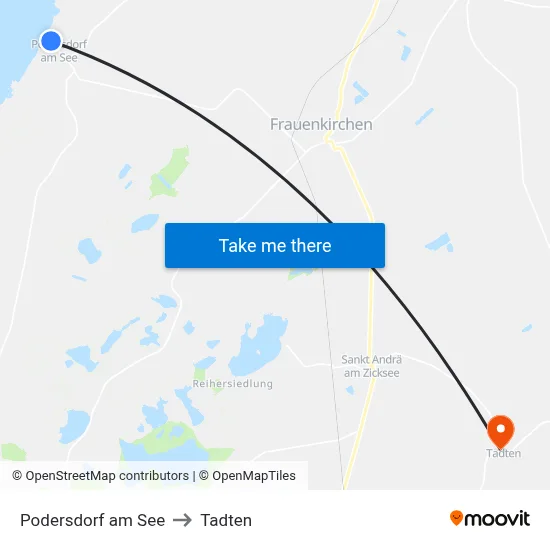 Podersdorf am See to Tadten map