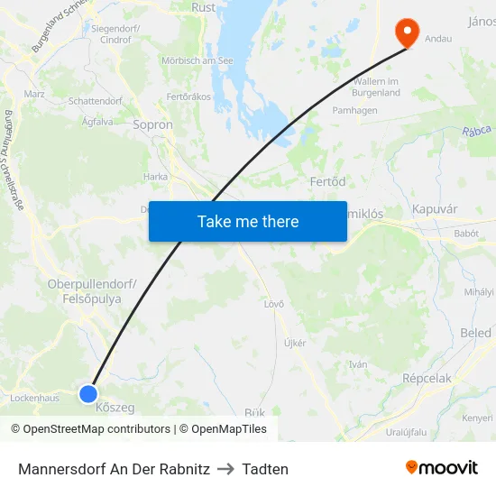 Mannersdorf An Der Rabnitz to Tadten map