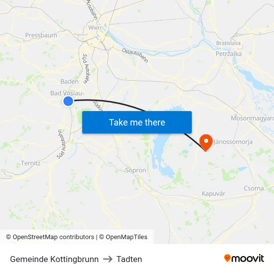 Gemeinde Kottingbrunn to Tadten map