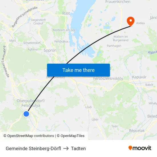 Gemeinde Steinberg-Dörfl to Tadten map