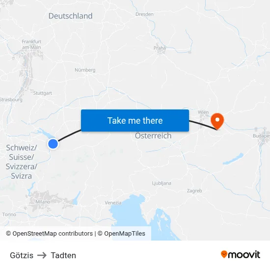 Götzis to Tadten map