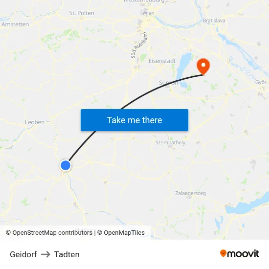 Geidorf to Tadten map