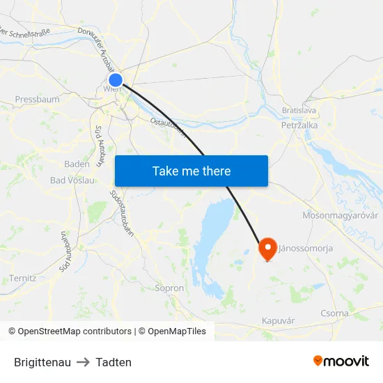 Brigittenau to Tadten map