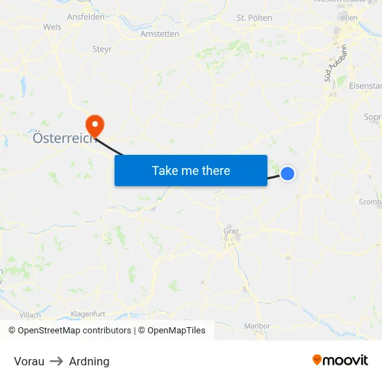 Vorau to Ardning map