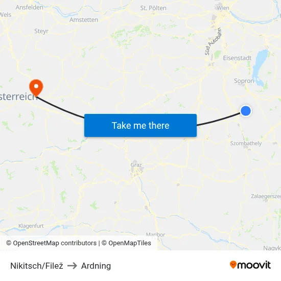 Nikitsch/Filež to Ardning map