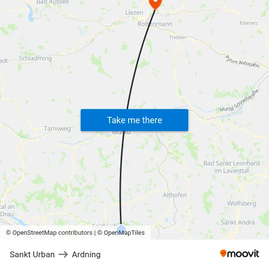 Sankt Urban to Ardning map