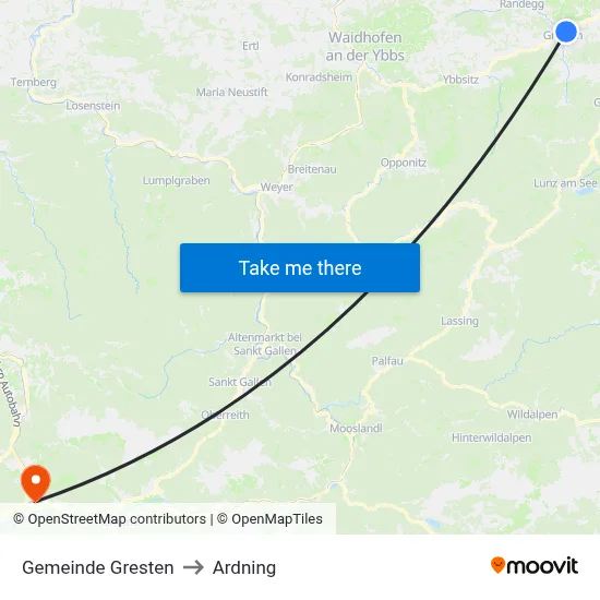 Gemeinde Gresten to Ardning map