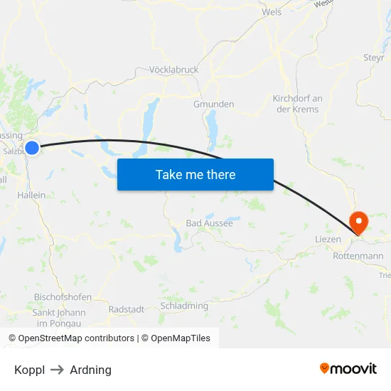 Koppl to Ardning map