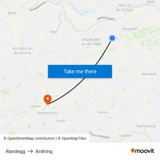 Randegg to Ardning map