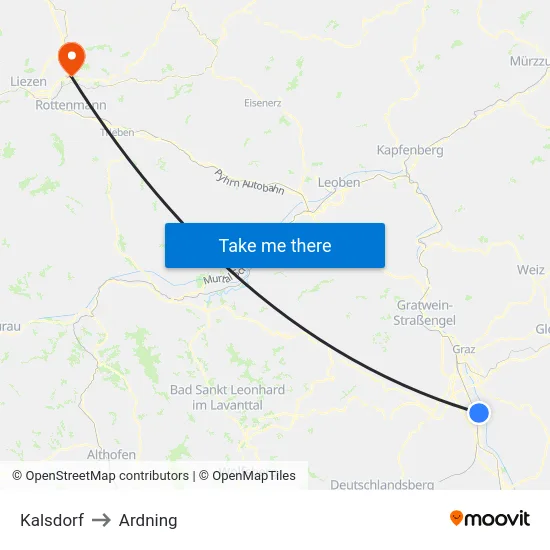 Kalsdorf to Ardning map