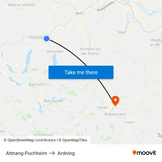 Attnang-Puchheim to Ardning map
