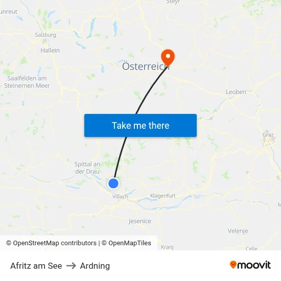 Afritz am See to Ardning map
