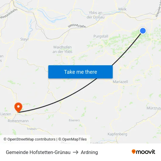 Gemeinde Hofstetten-Grünau to Ardning map