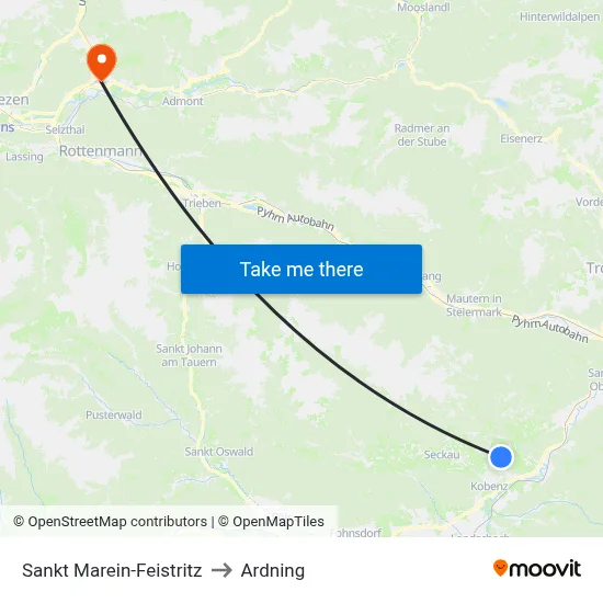 Sankt Marein-Feistritz to Ardning map