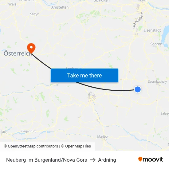 Neuberg Im Burgenland/Nova Gora to Ardning map