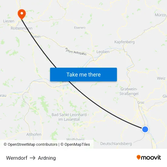 Werndorf to Ardning map