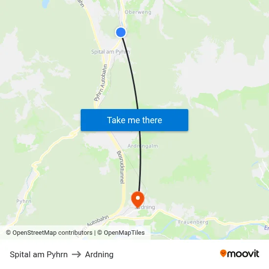 Spital am Pyhrn to Ardning map