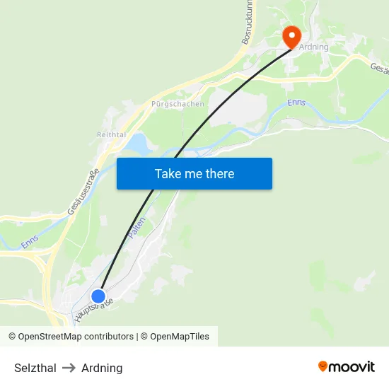 Selzthal to Ardning map