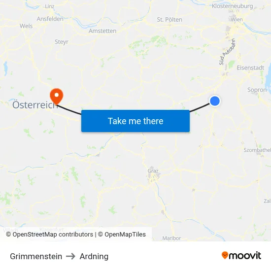 Grimmenstein to Ardning map