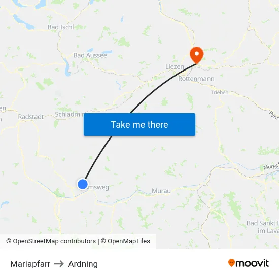 Mariapfarr to Ardning map