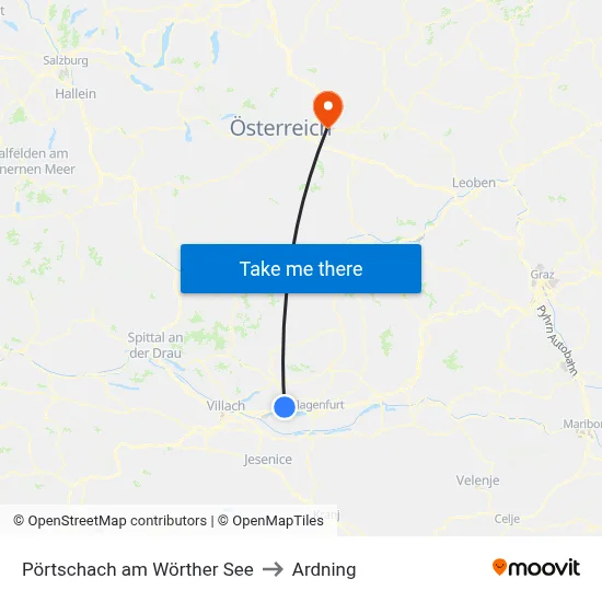 Pörtschach am Wörther See to Ardning map