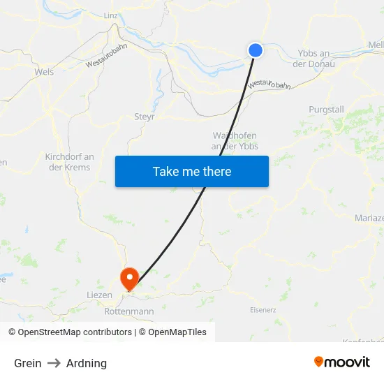 Grein to Ardning map