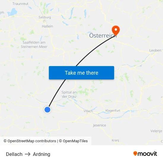 Dellach to Ardning map