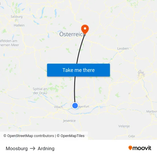Moosburg to Ardning map