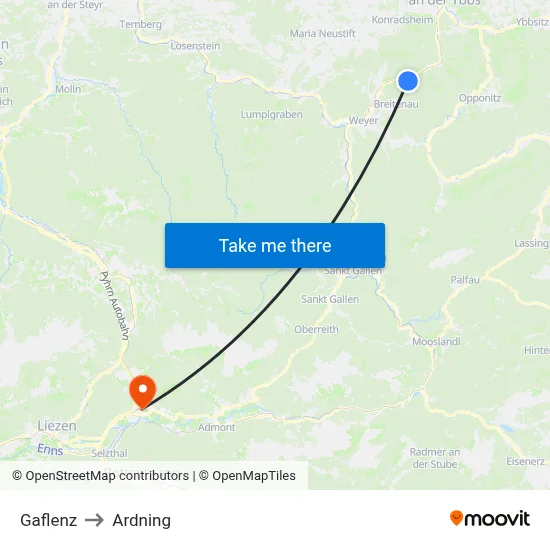 Gaflenz to Ardning map