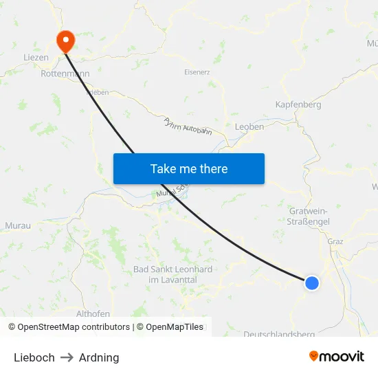 Lieboch to Ardning map