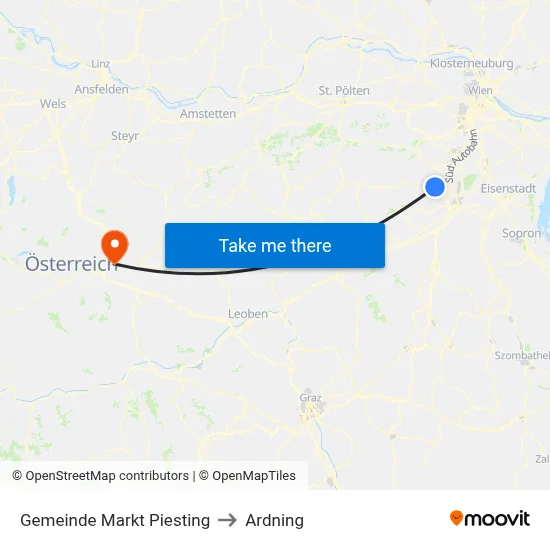 Gemeinde Markt Piesting to Ardning map