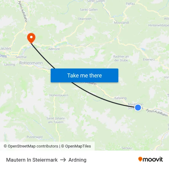 Mautern In Steiermark to Ardning map