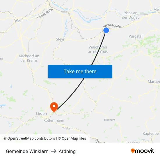Gemeinde Winklarn to Ardning map