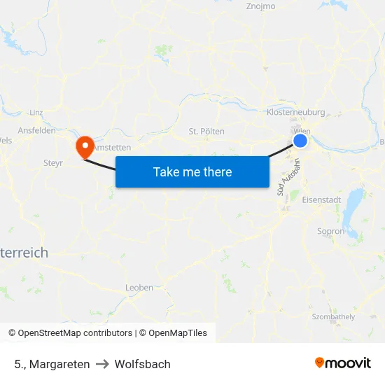 5., Margareten to Wolfsbach map