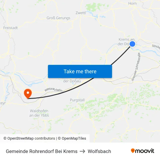 Gemeinde Rohrendorf Bei Krems to Wolfsbach map