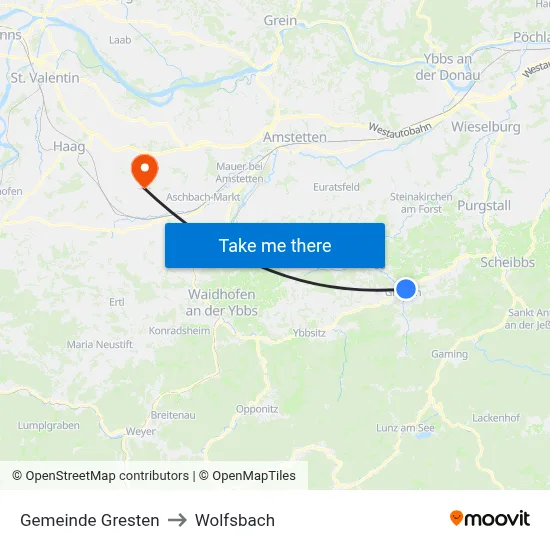 Gemeinde Gresten to Wolfsbach map