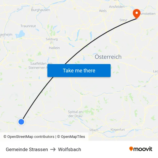 Gemeinde Strassen to Wolfsbach map