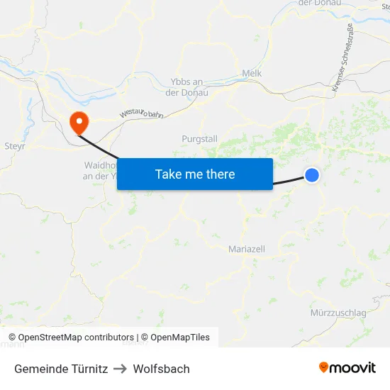 Gemeinde Türnitz to Wolfsbach map