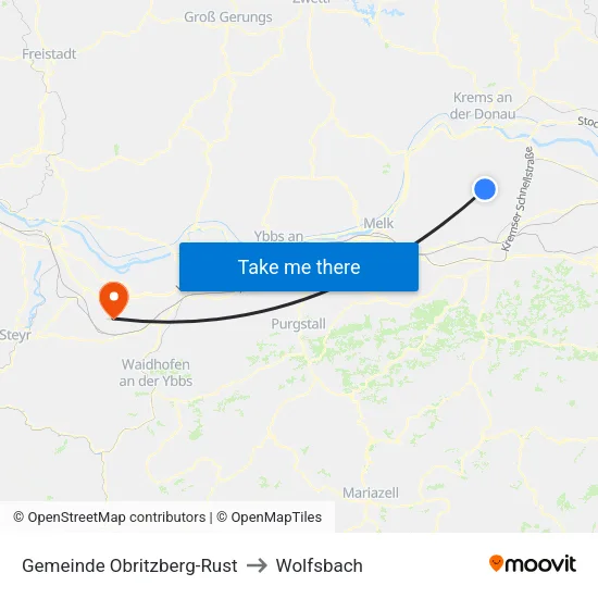 Gemeinde Obritzberg-Rust to Wolfsbach map