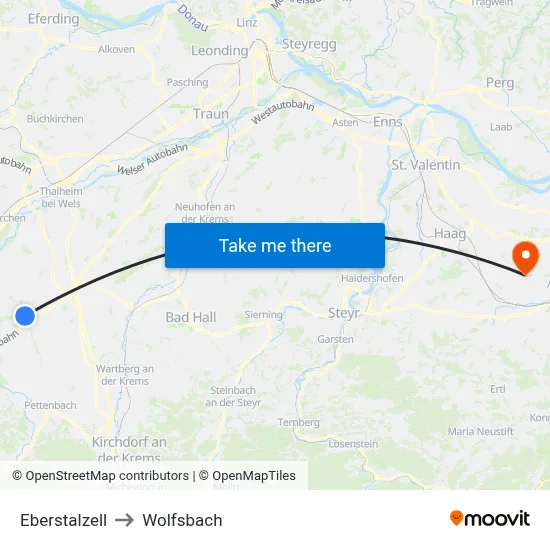Eberstalzell to Wolfsbach map