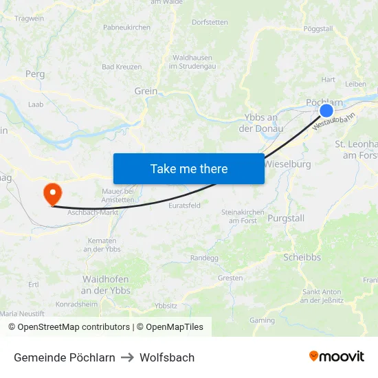 Gemeinde Pöchlarn to Wolfsbach map