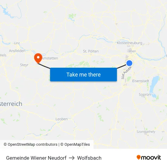 Gemeinde Wiener Neudorf to Wolfsbach map