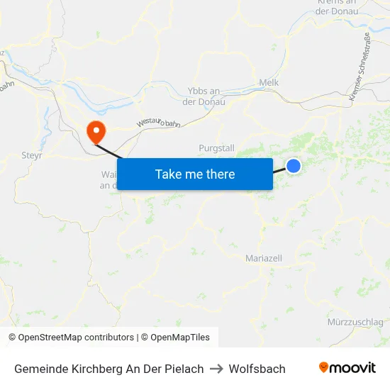 Gemeinde Kirchberg An Der Pielach to Wolfsbach map