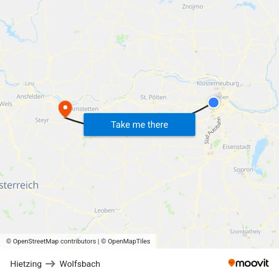 Hietzing to Wolfsbach map