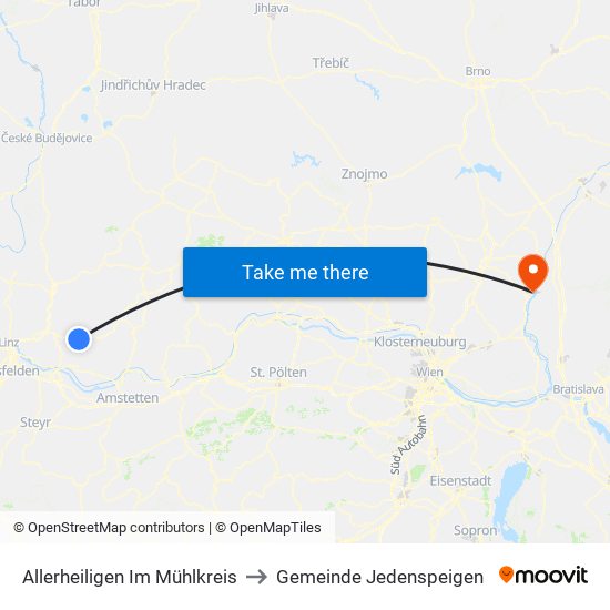 Allerheiligen Im Mühlkreis to Gemeinde Jedenspeigen map