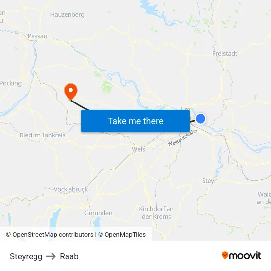 Steyregg to Raab map