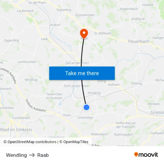Wendling to Raab map