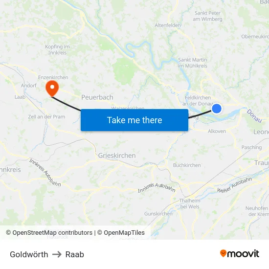 Goldwörth to Raab map