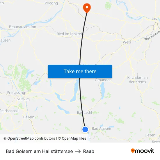 Bad Goisern am Hallstättersee to Raab map
